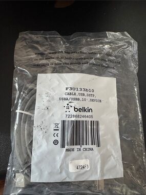 belkin White USB-A to USB-B Device Cable - 10'